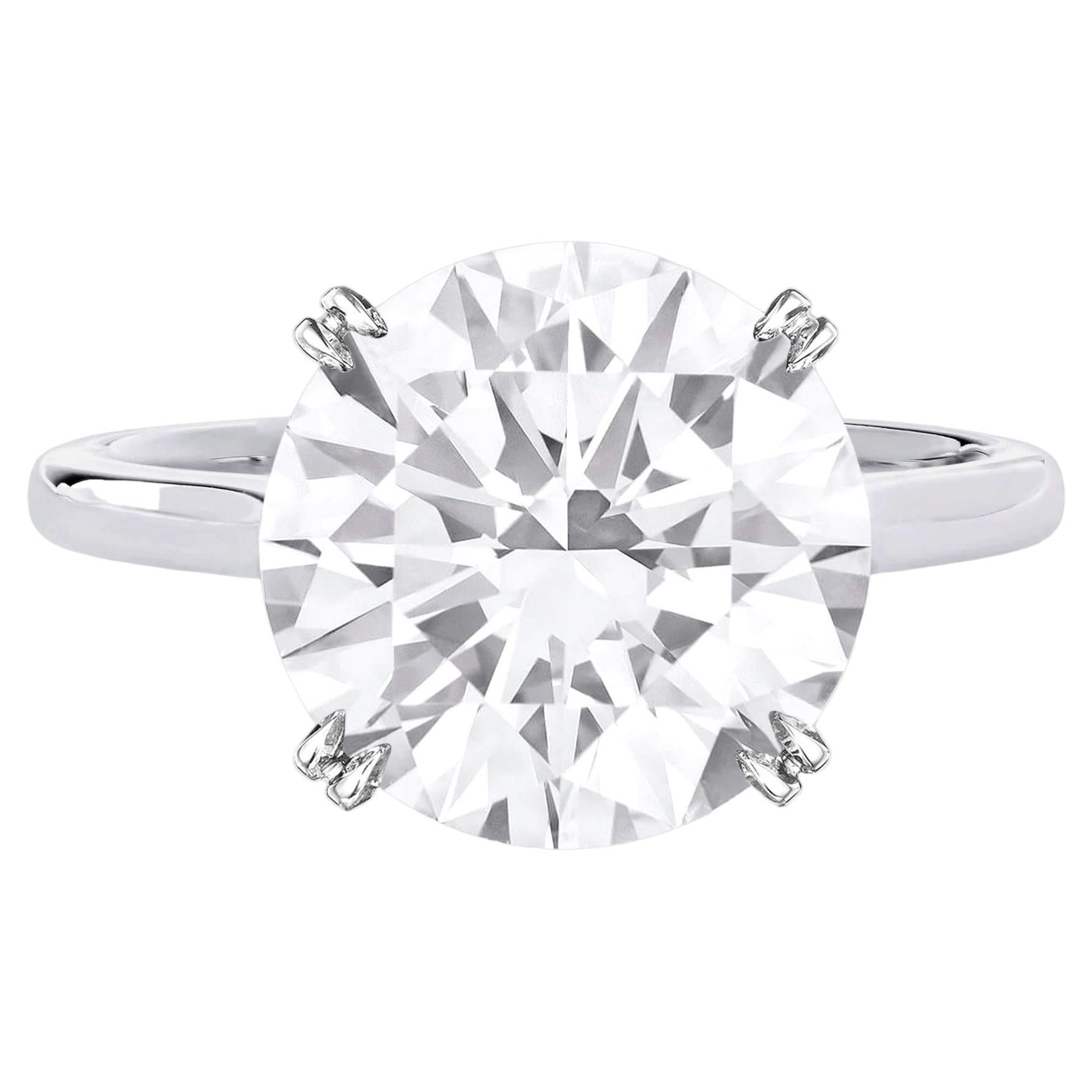 GIA Certified 5 Carat Round Cut Diamond Solitaire Ring  For Sale