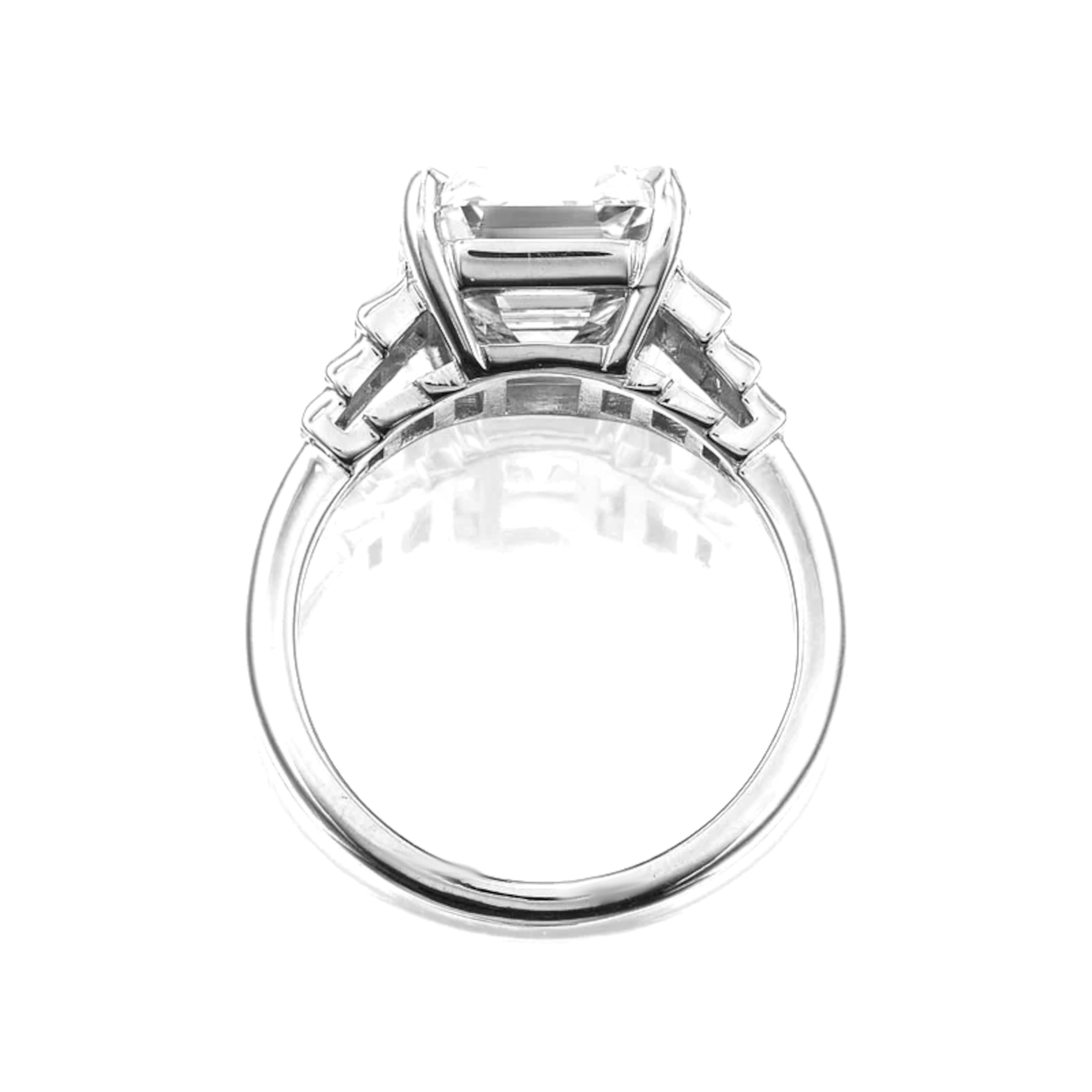 Asscher Cut GIA Certified 5 Carat Round Diamond Solitaire Ring in Platinum For Sale