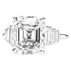 Anillo solitario de diamante redondo de 5 quilates certificado por el GIA en platino