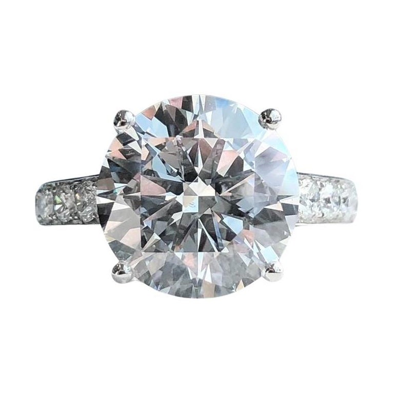 GIA Certified 5 Carat Round F VS2 3 Excellent Diamond Pavè Platinum Ring