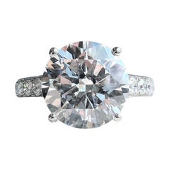 GIA Certified 5 Carat Round F VS2 3 Excellent Diamond Pavè Platinum Ring