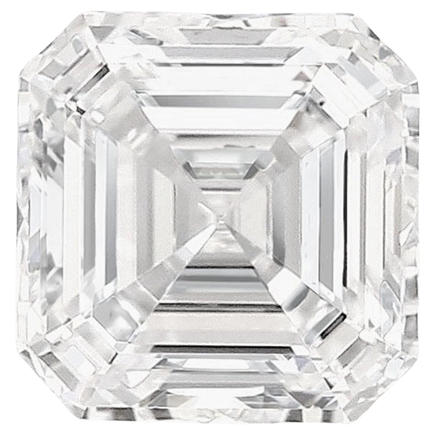 This exquisite ring features a GIA certified 5 carat square emerald-cut diamond, elegantly set in 18K white gold and flanked by trapezoid-cut diamonds on either side. 

The center diamond boasts a F color grade, offering a near colorless brilliance