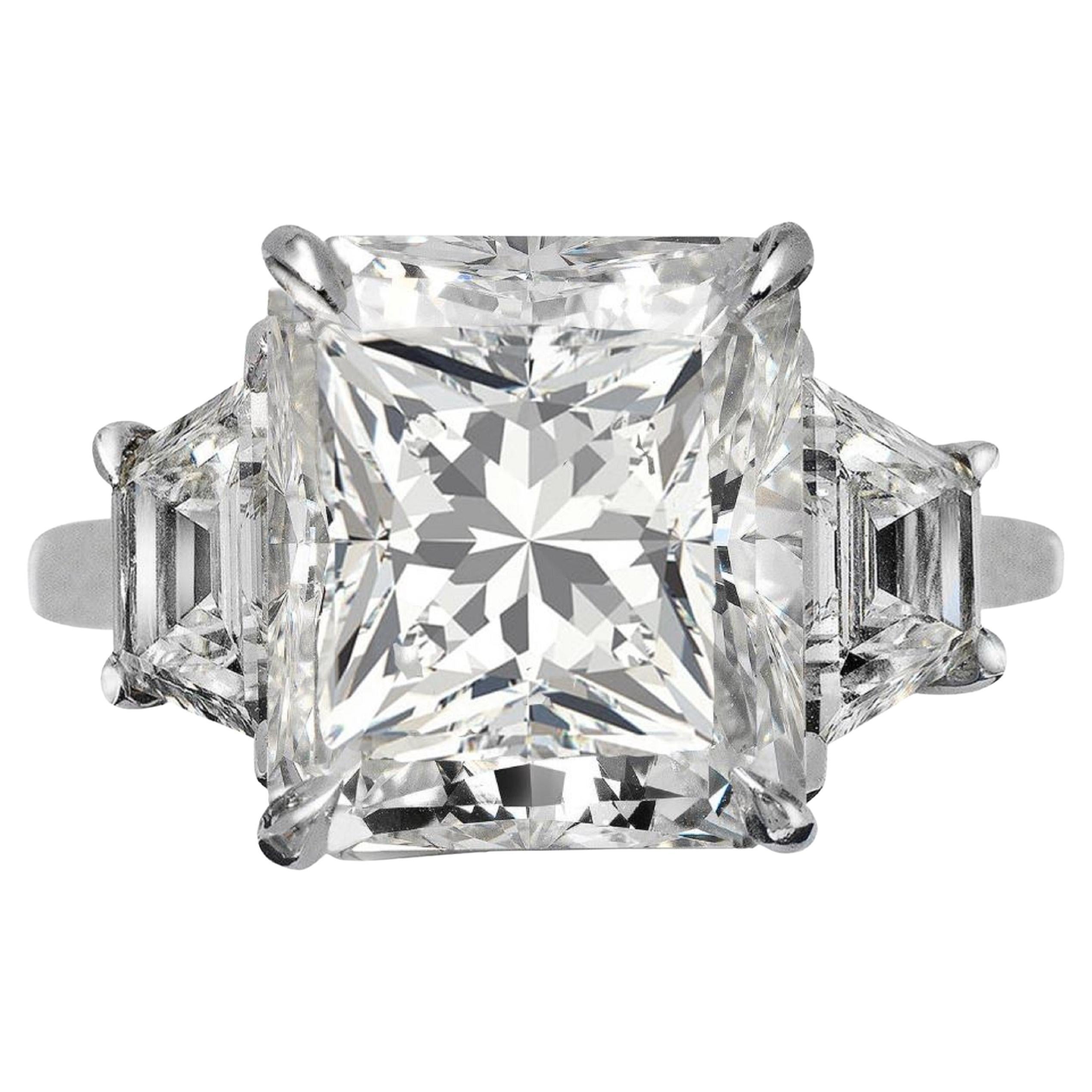 GIA Certified 5 Carat Square Radiant Cut Solitaire Diamond Ring