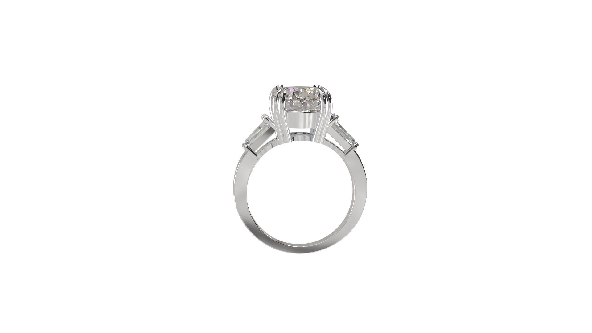 Modern IGI Certified 3 Carat Oval Cut Diamond Ring