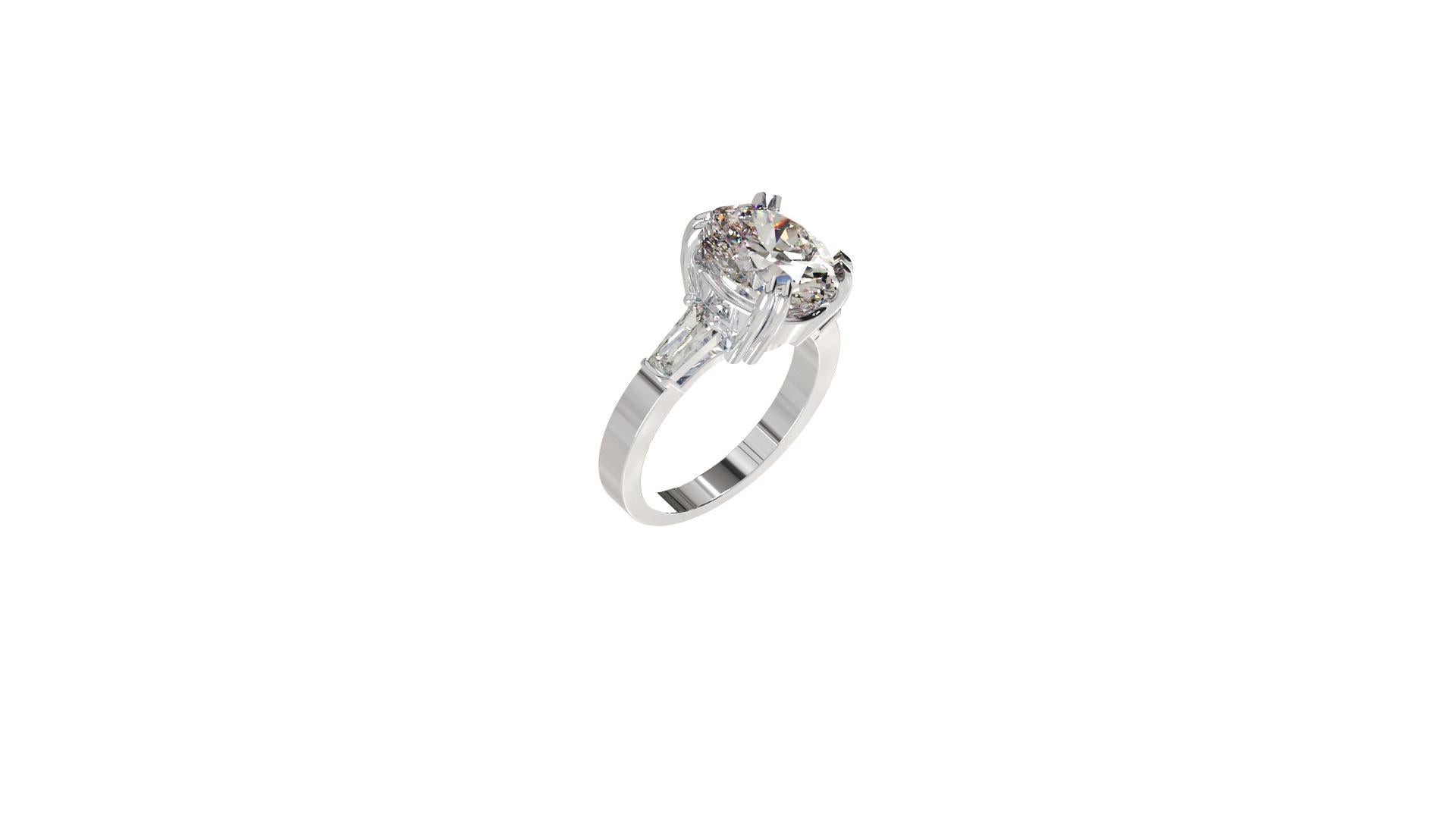 IGI Certified 3 Carat Oval Cut Diamond Ring In New Condition In Rome, IT