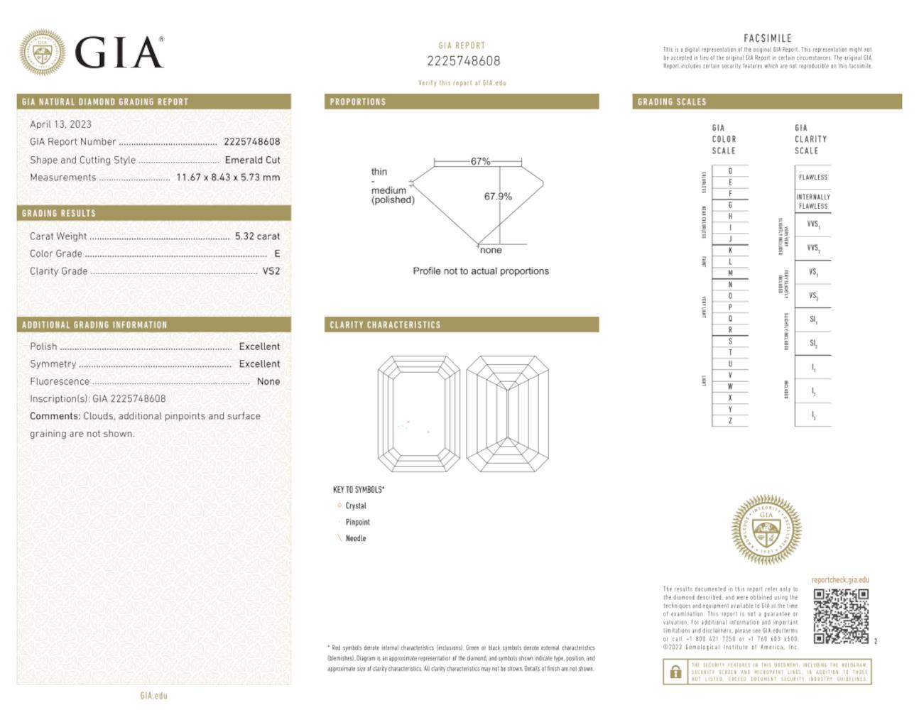Bague en or blanc 18 carats certifiée GIA, 5 carats de couleur E et de pureté VS Neuf - En vente à Rome, IT