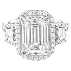 GIA Certified 5 Ct. Emerald Cut Diamond Platinum Ring