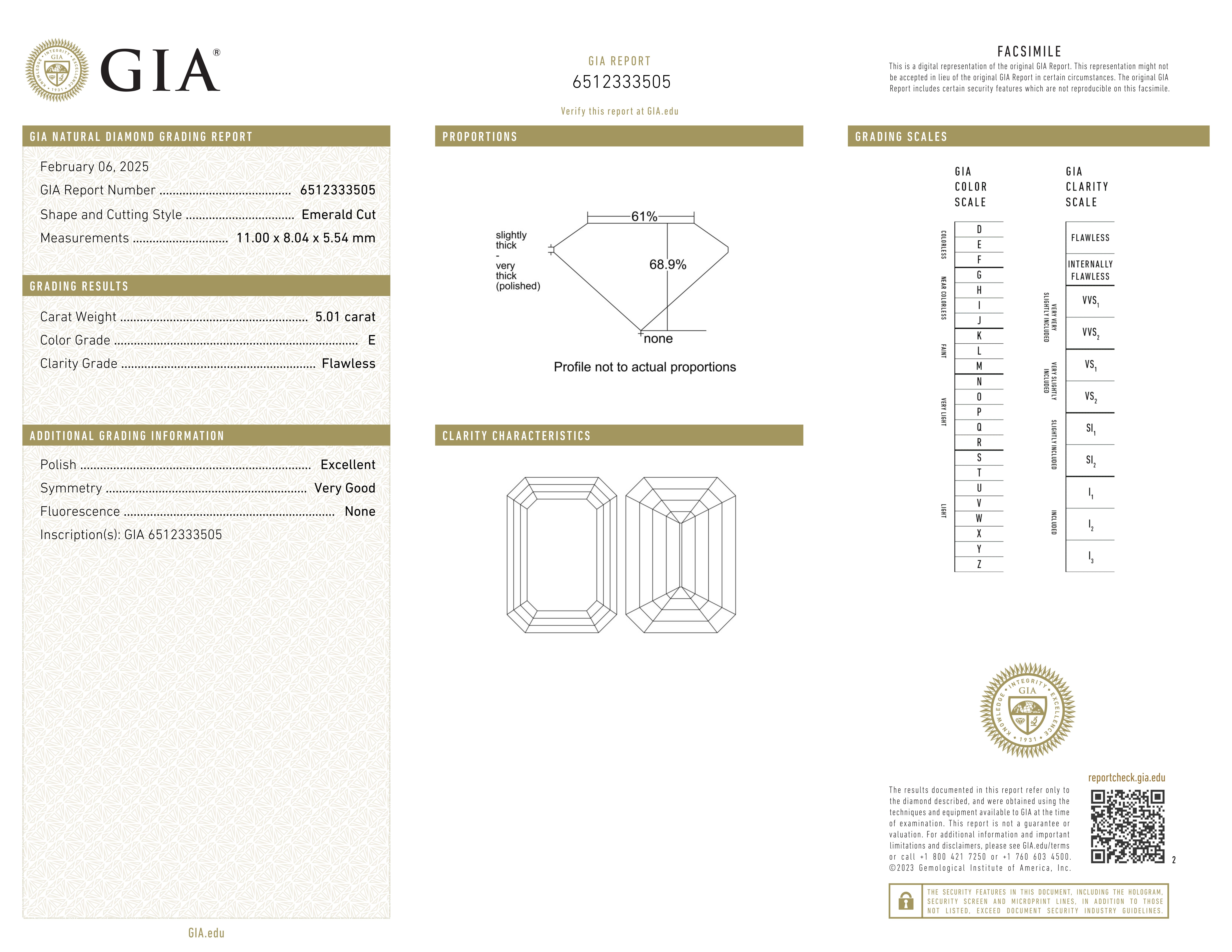 Certificado GIA 5 Ct. Anillo Baguette Cónico con Diamante talla Esmeralda en Nuevo estado para la venta en Chicago, IL