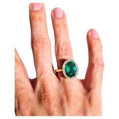 GIA Certified 5 CT Natural Zambian Emerald Diamond Engagement Ring