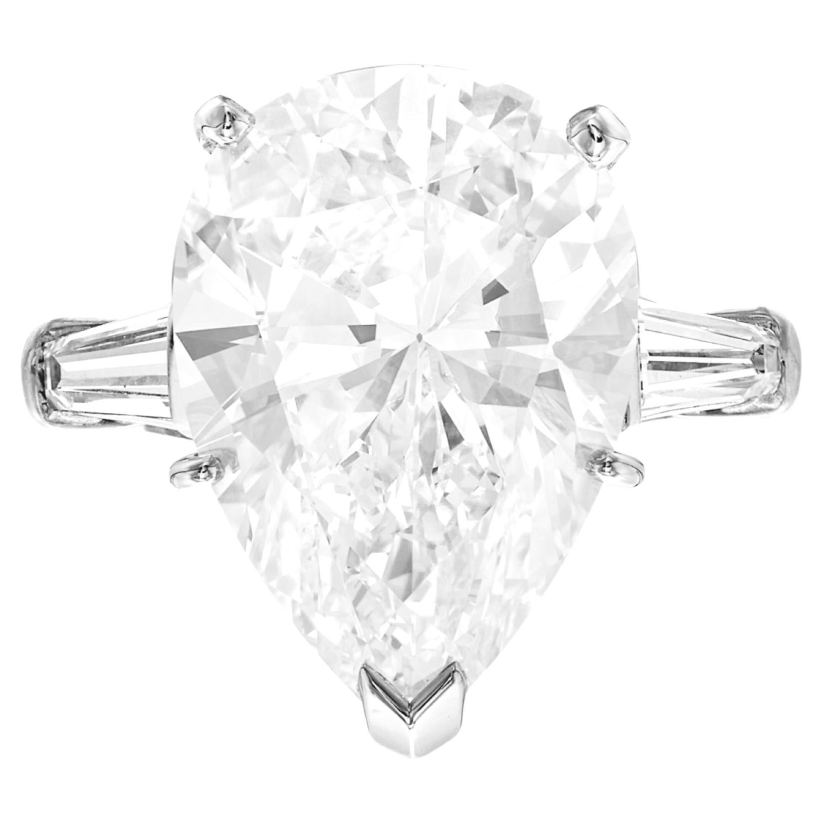 GIA Certified 5 Ct. Pear Brilliant Cut Diamond Platinum Ring