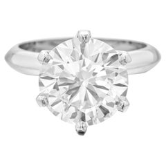 GIA Certified 5 Ct. Round Cut Diamond Engagement Platinum Ring FLAWLESS