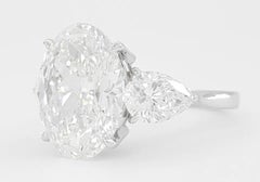 GIA Certified 5 ct Total Weight Oval Brilliant & Pear Shaped Diamond Ring