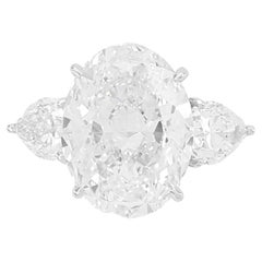 GIA Certified 5 ct Total Weight Oval Brilliant & Pear Shaped Diamond Ring