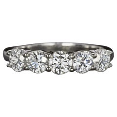 GIA Certified 5-Stone Diamond PlatinumWedding Band Ring