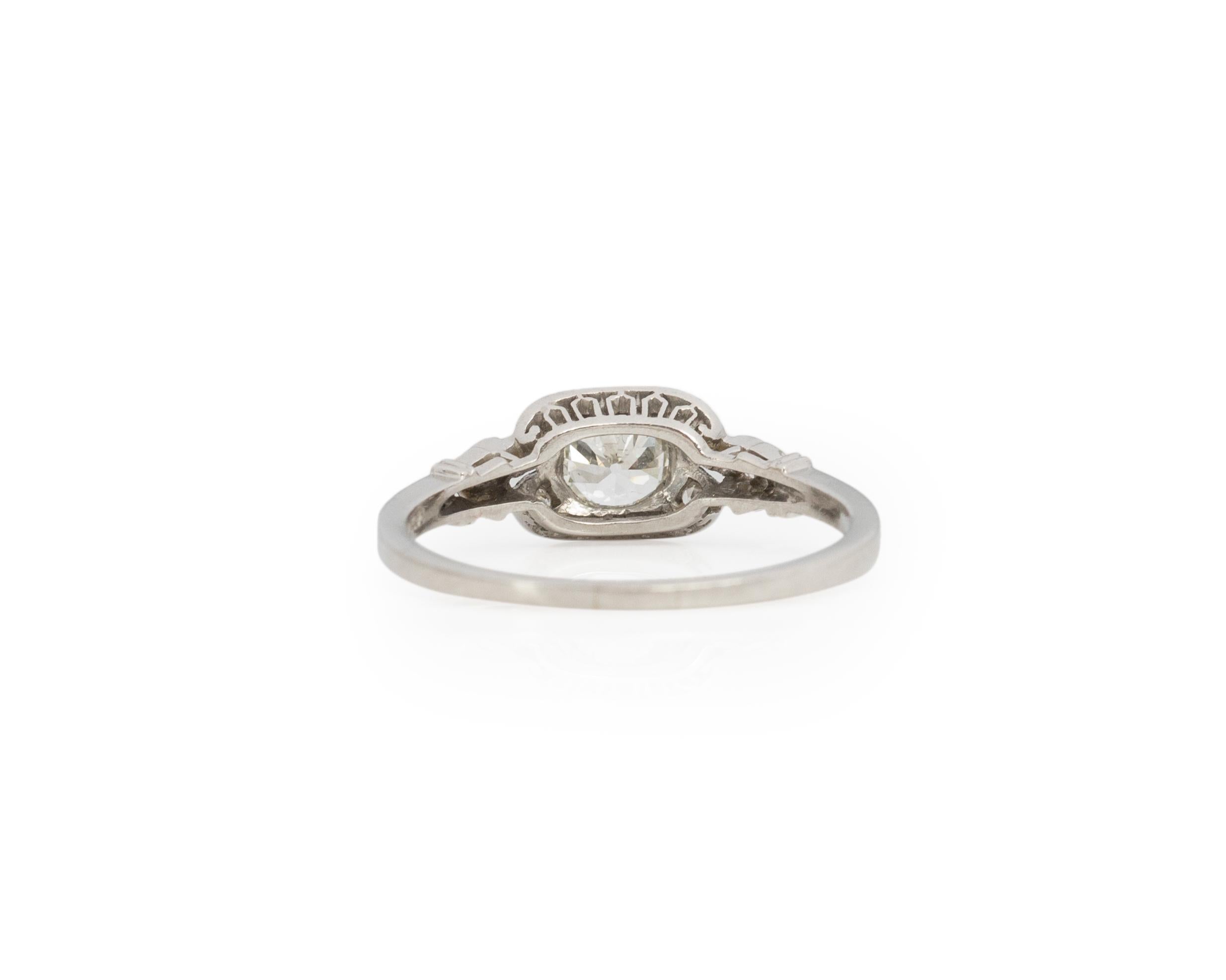 GIA Certified .50 Carat Art Deco Diamond Platinum Engagement Ring In Good Condition For Sale In Atlanta, GA