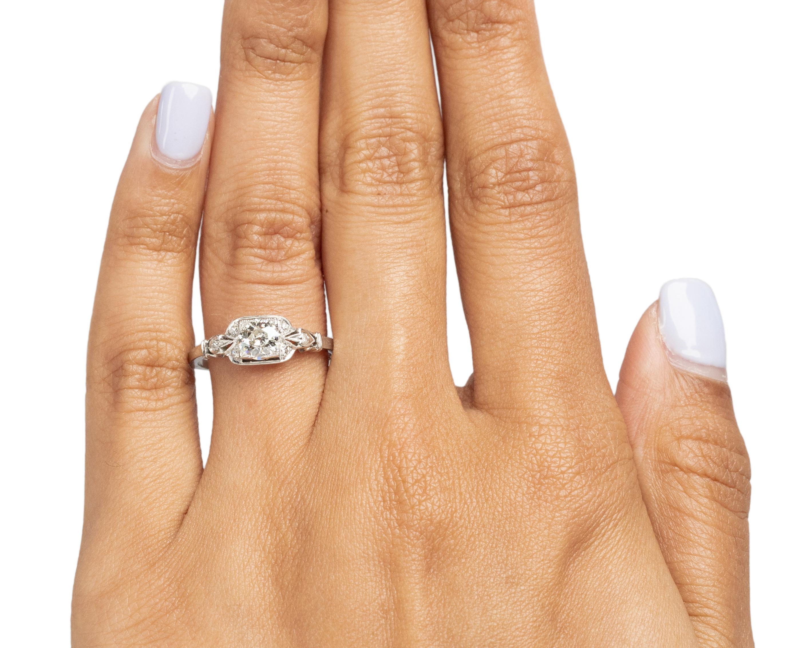 Women's GIA Certified .50 Carat Art Deco Diamond Platinum Engagement Ring For Sale