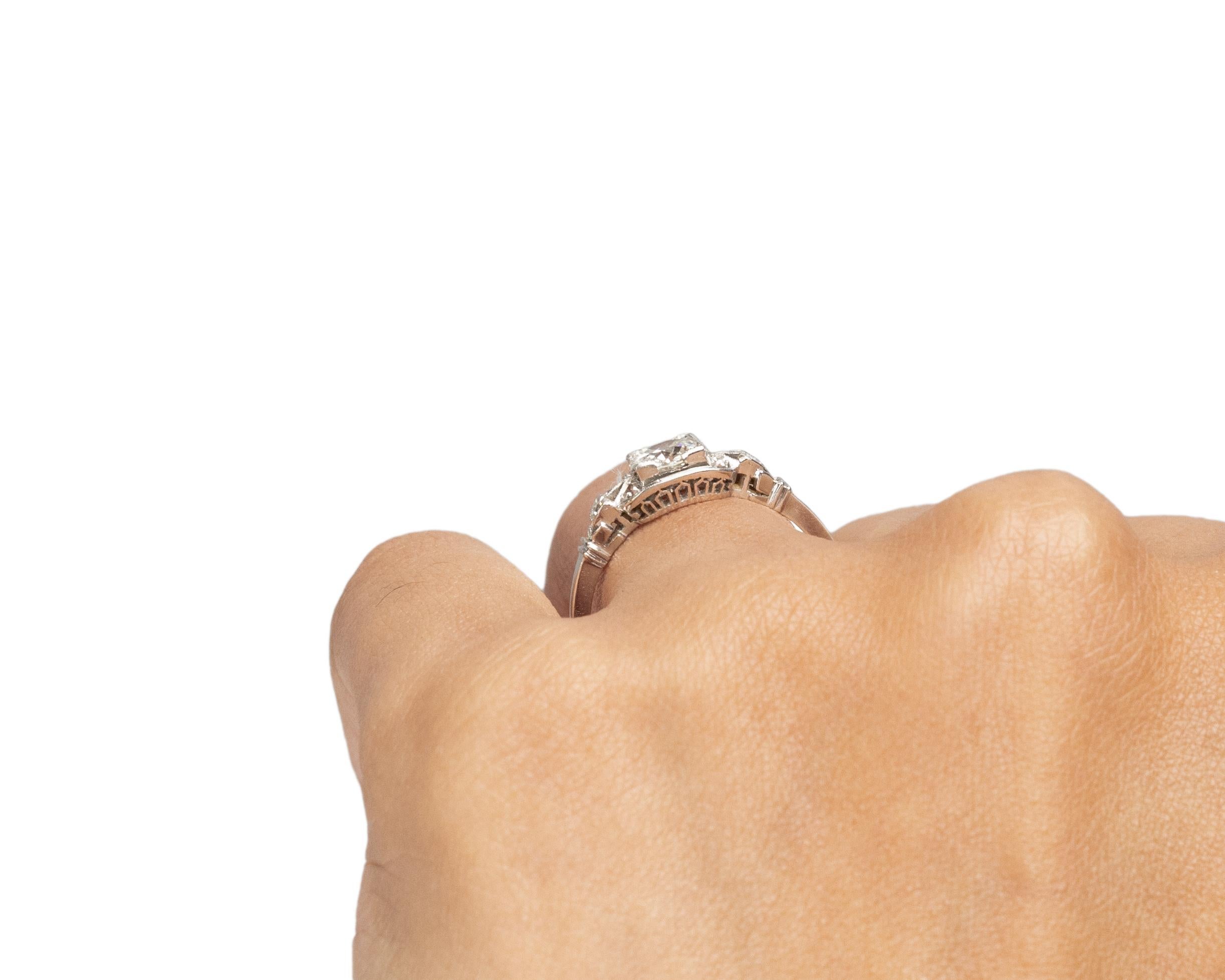 GIA Certified .50 Carat Art Deco Diamond Platinum Engagement Ring For Sale 1