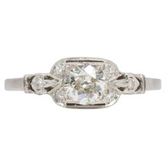 GIA-zertifizierter .50 Karat Art Deco Diamant Platin Verlobungsring