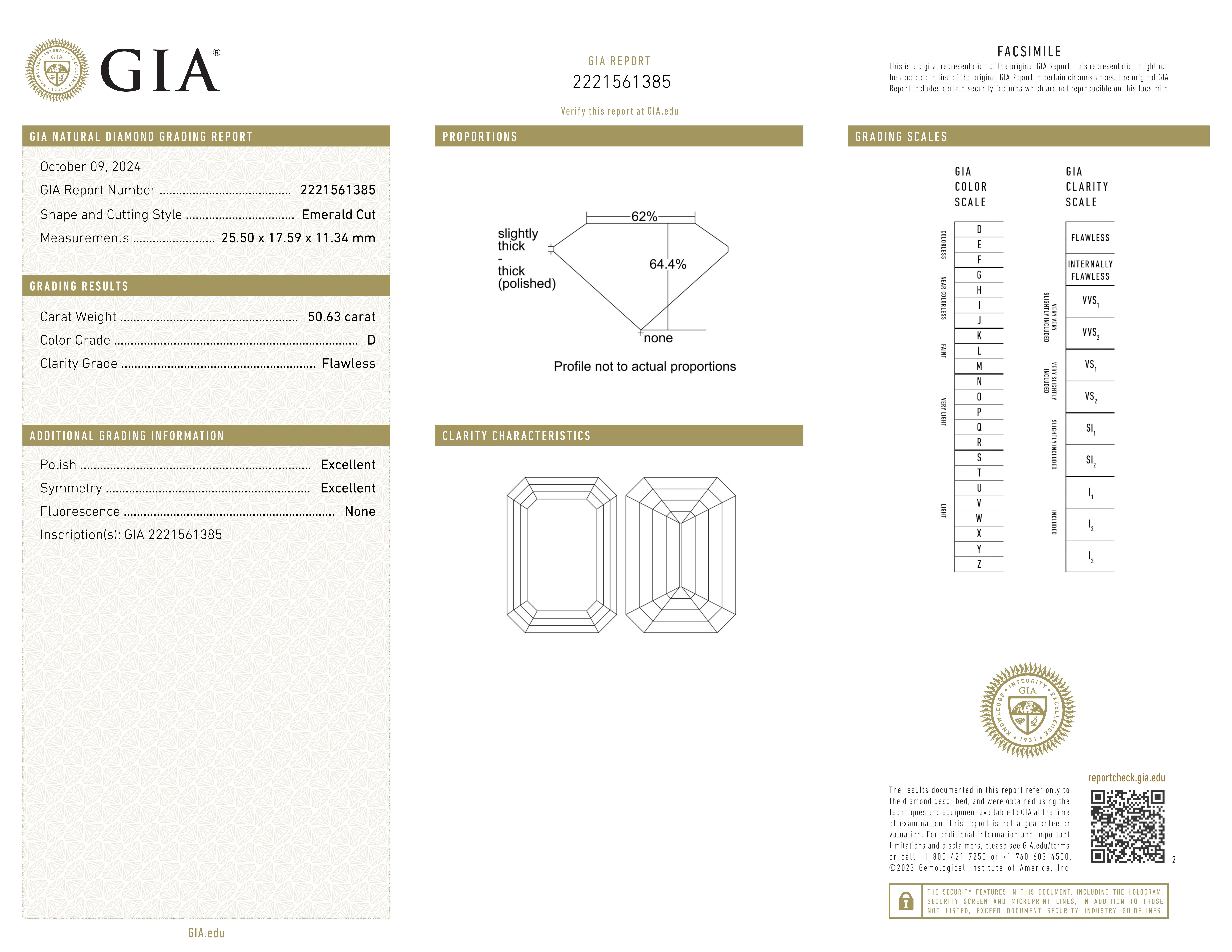 GIA zertifiziert 50 Karat Smaragdschliff Diamant Platin Ring D FLAWLESS TYP IIA für Damen oder Herren im Angebot