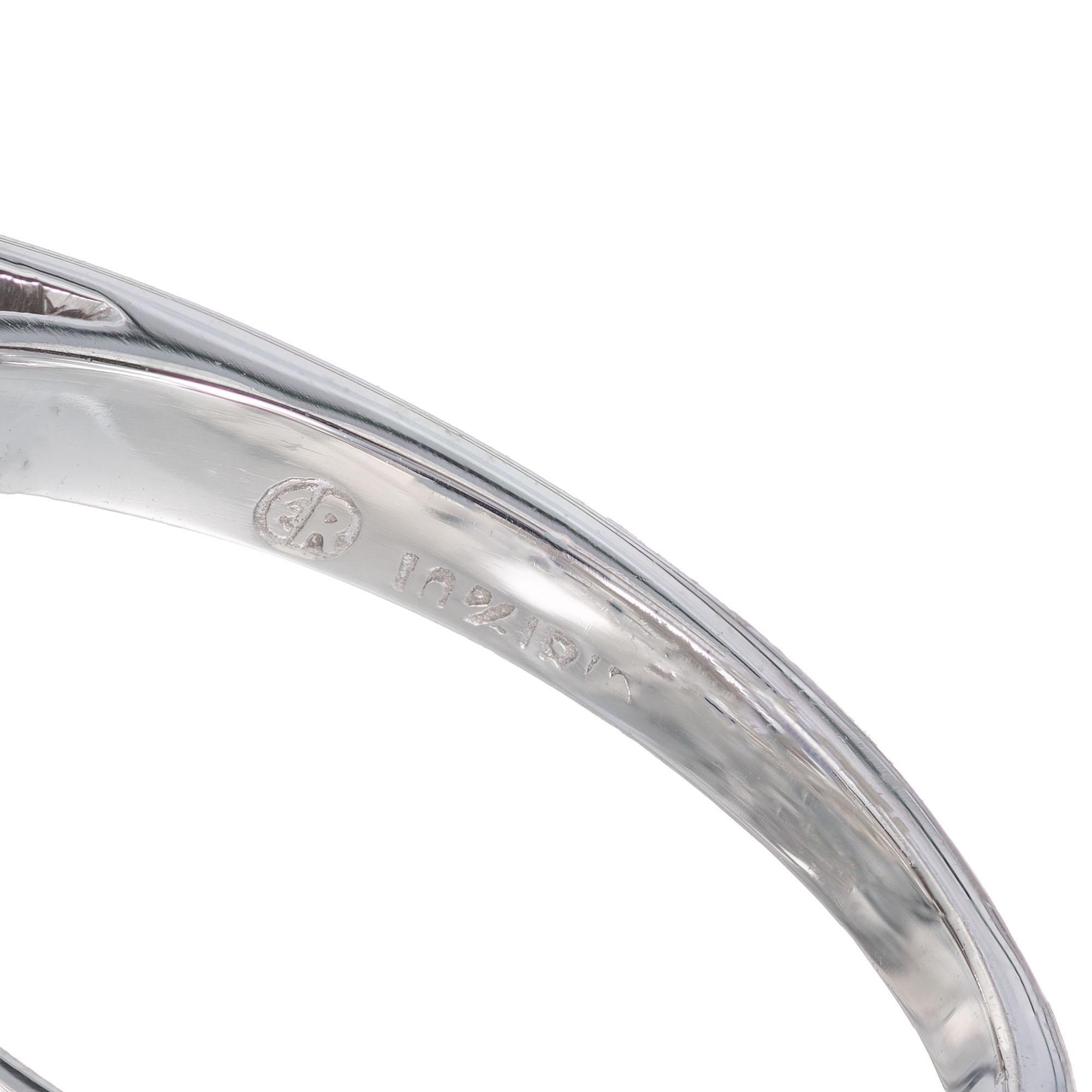 GIA Certified .50 Carat Sapphire Diamond Halo Midcentury Platinum Ring For Sale 2