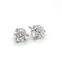 GIA Certified 5.00 Carat Brilliant Cut Diamond Stud Earrings