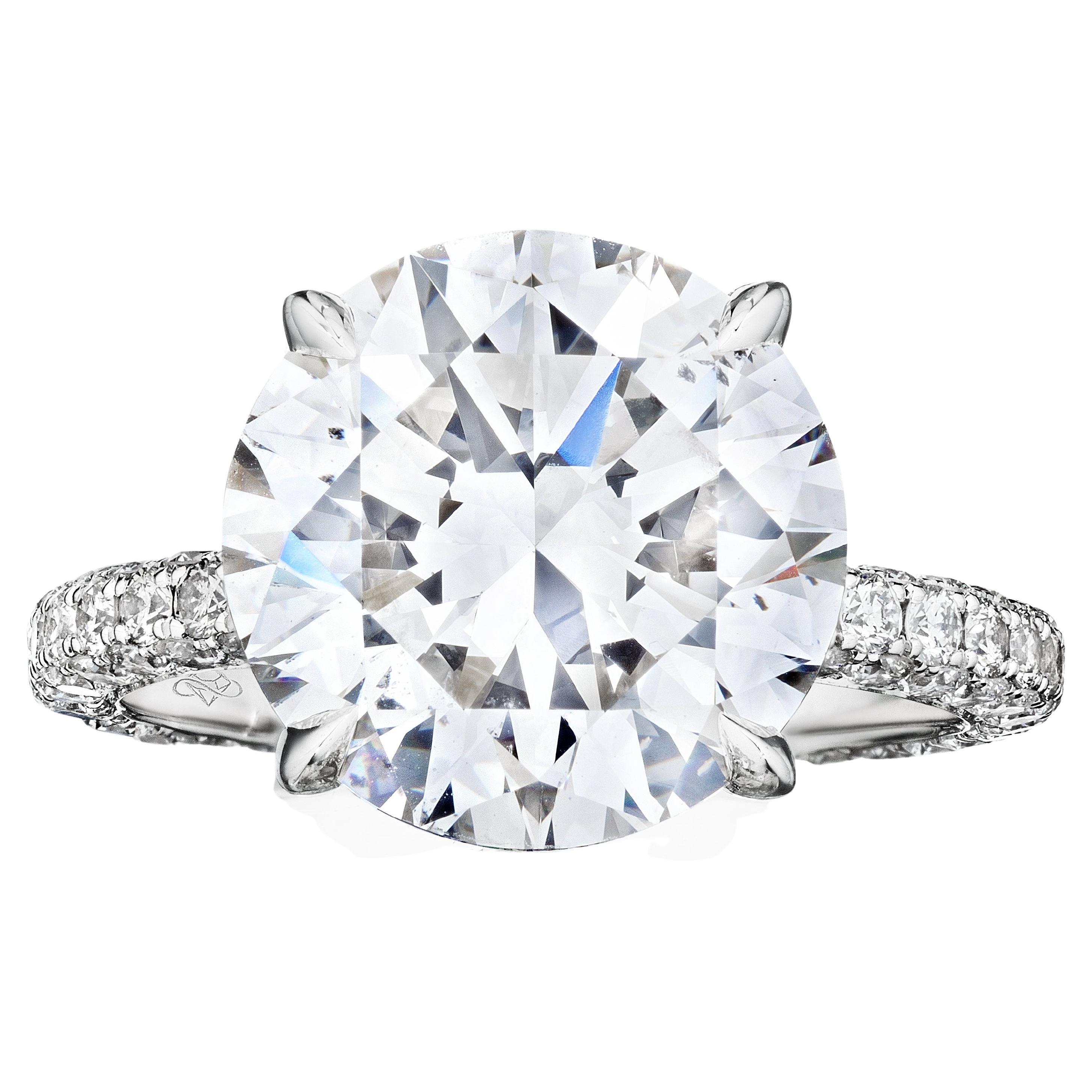 GIA Certified 5.00 Carat D VS2 Round Diamond Engagement Ring "Catherine" For Sale