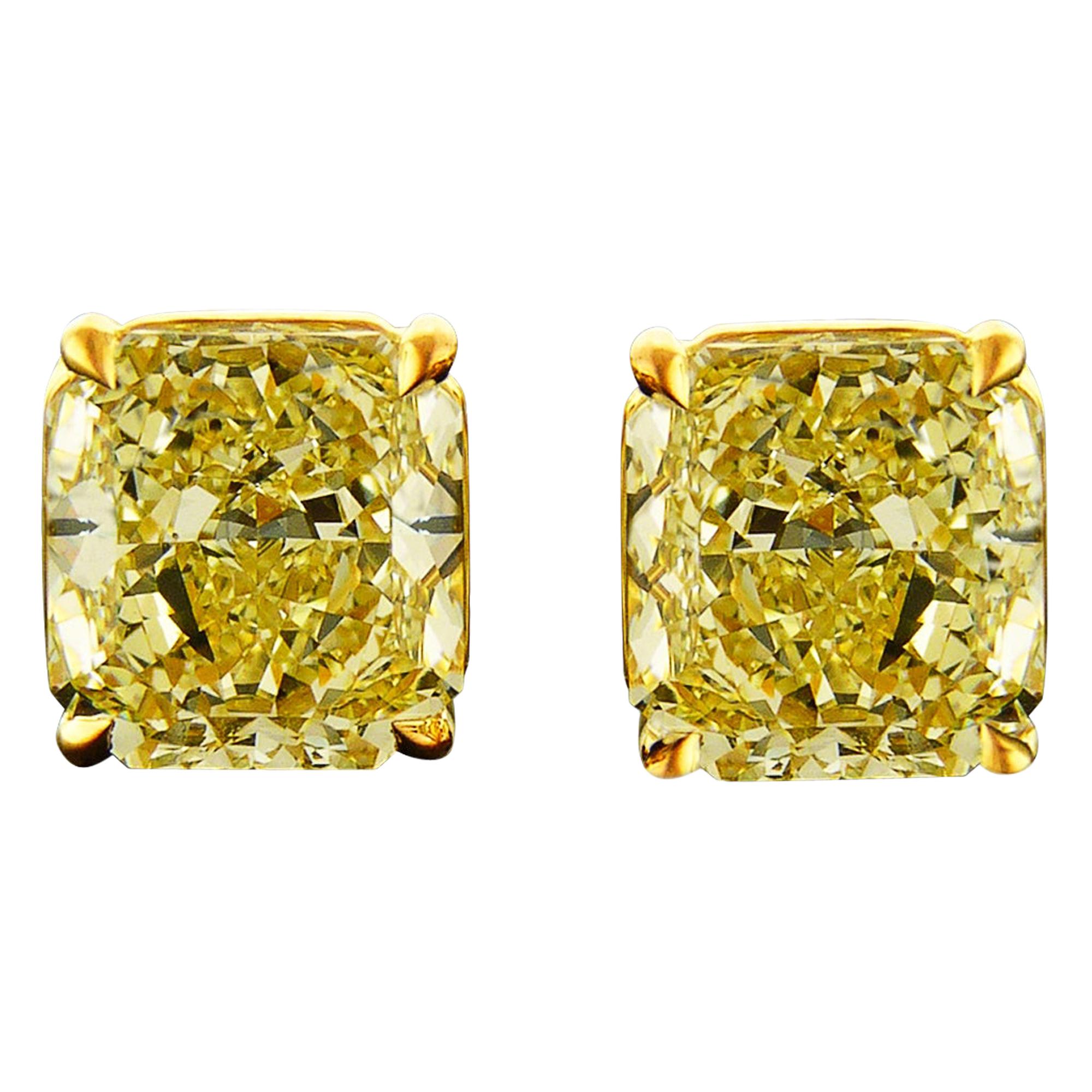 Spectra Fine Jewelry, boucles d'oreilles jaunes fantaisie de 5 carats chacune, certifiées par le GIA