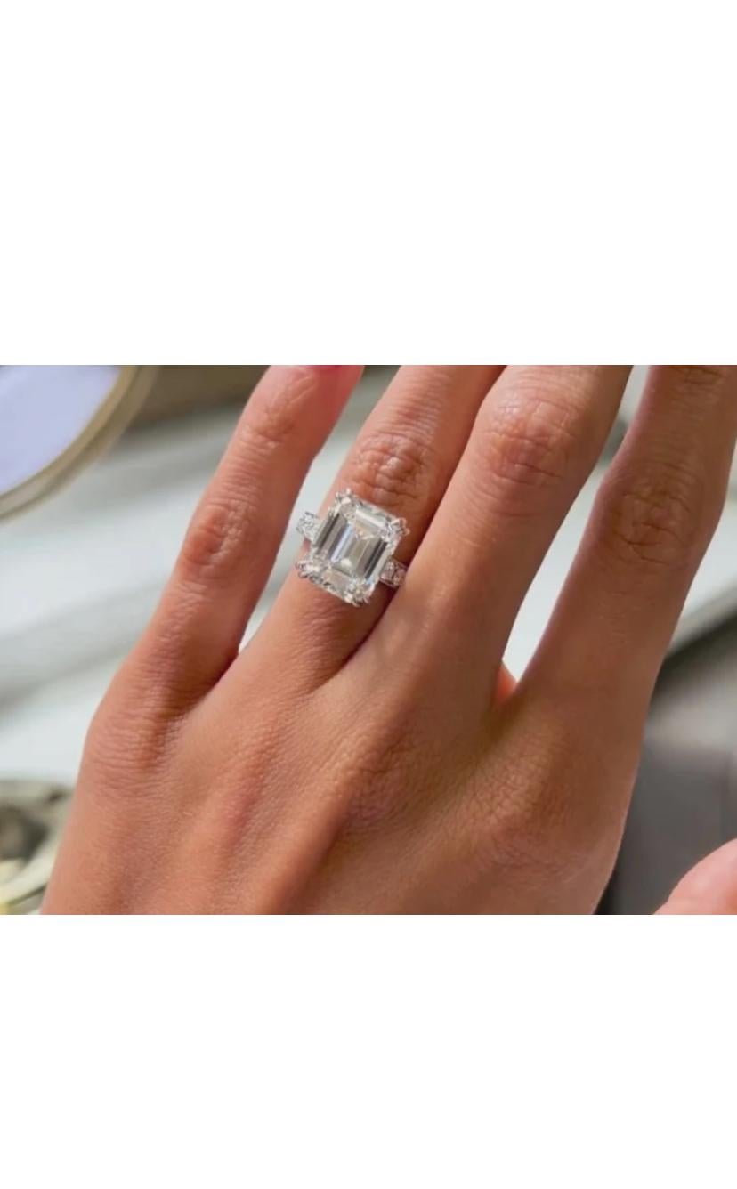 GIA zertifiziert 5,00 Karat Smaragd Form natürlichen Diamanten 18K Solitär Ring im Angebot 2