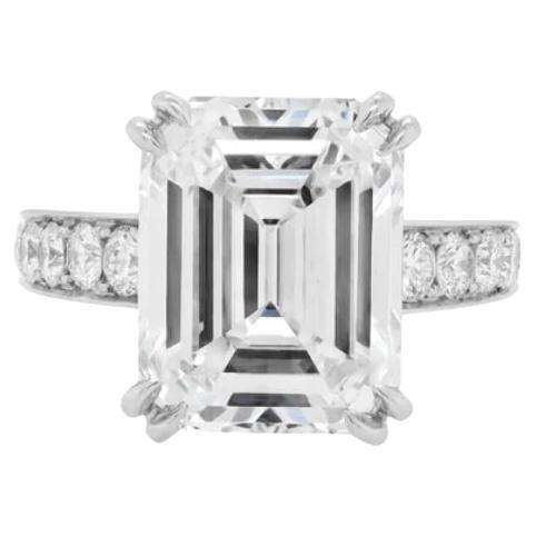 Bague solitaire en diamant naturel certifié GIA de 5,00 carats en forme d'émeraude 18K