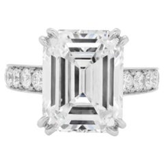 Bague solitaire en diamant naturel certifié GIA de 5,00 carats en forme d'émeraude 18K