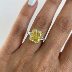 GIA Certified 5.00 Carat Fancy Intense Yellow Diamond Ring
