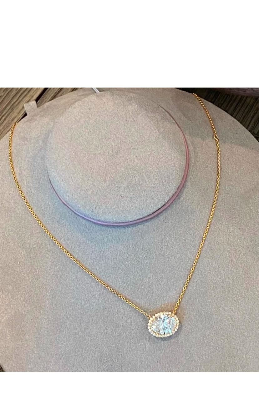 Collier/pendentif en or 18 carats avec diamants de forme ovale de 5,00 carats certifiés GIA Neuf - En vente à Massafra, IT