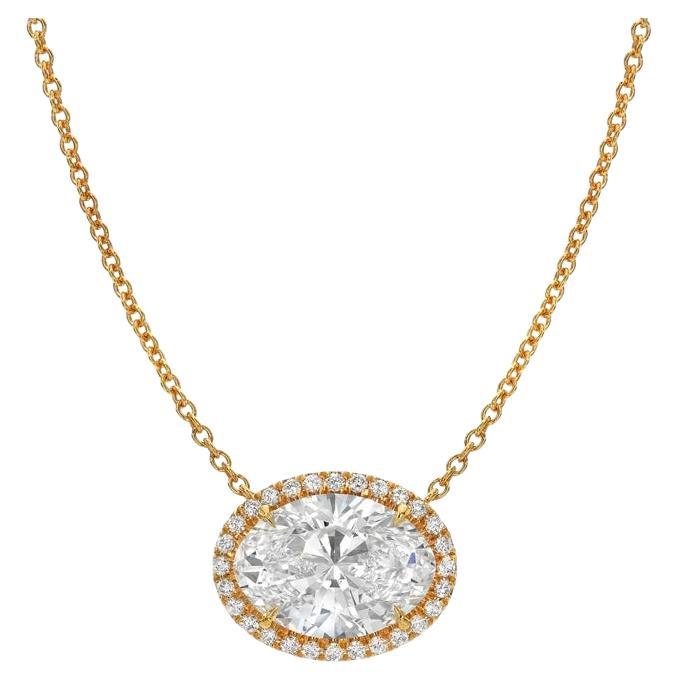 Collar/Colgante de oro de 18k con diamante ovalado de 5,00 quilates certificado por GIA