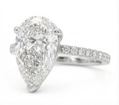 GIA zertifiziert 5,02 Karat Birnenschliff Diamant D Farbe Flawles Klarheit Ring mit Pave