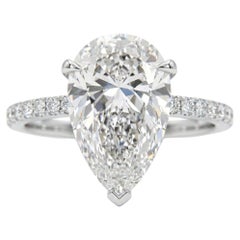 GIA zertifiziert 5,02 Karat Birnenschliff Diamant D Farbe Flawles Klarheit Ring mit Pave