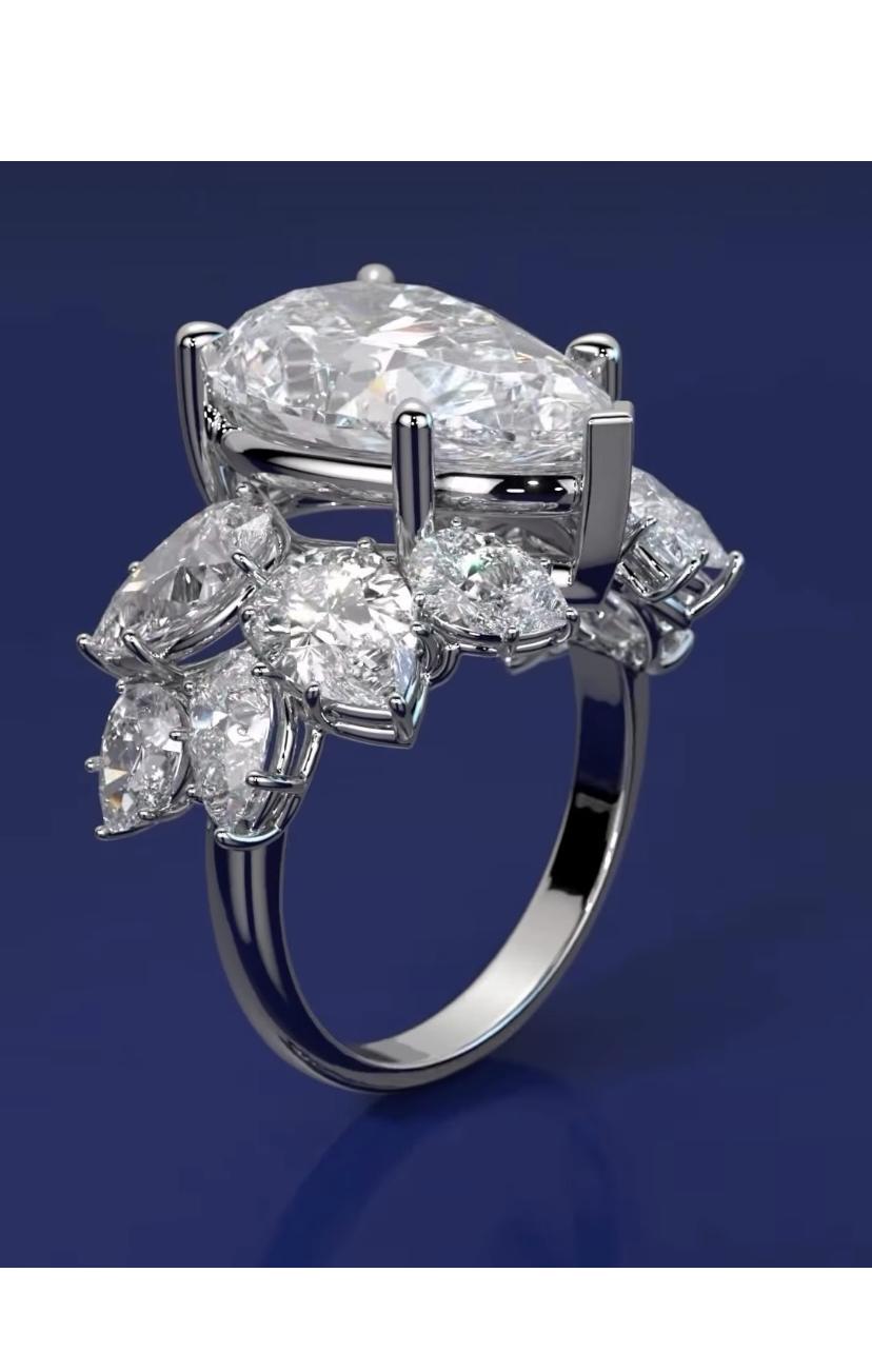 Pear Cut GIA Certified 5.00 Carat Pear Shape Diamond 18K Gold Ring For Sale