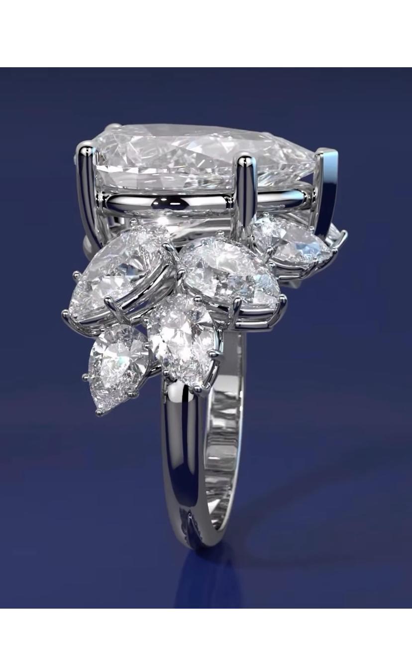 Women's or Men's GIA Certified 5.00 Carat Pear Shape Diamond 18K Gold Ring For Sale