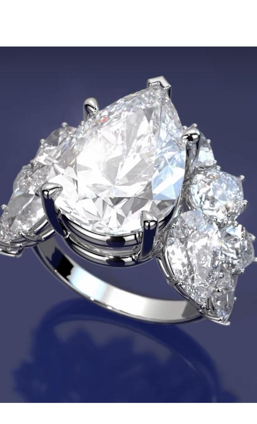 GIA Certified 5.00 Carat Pear Shape Diamond 18K Gold Ring For Sale 1