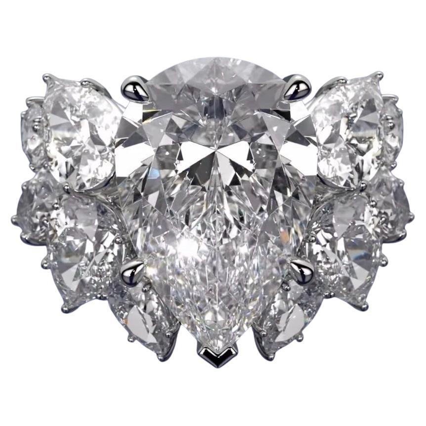 Anillo de oro de 18 quilates con diamante en forma de pera de 5,00 quilates certificado por el GIA