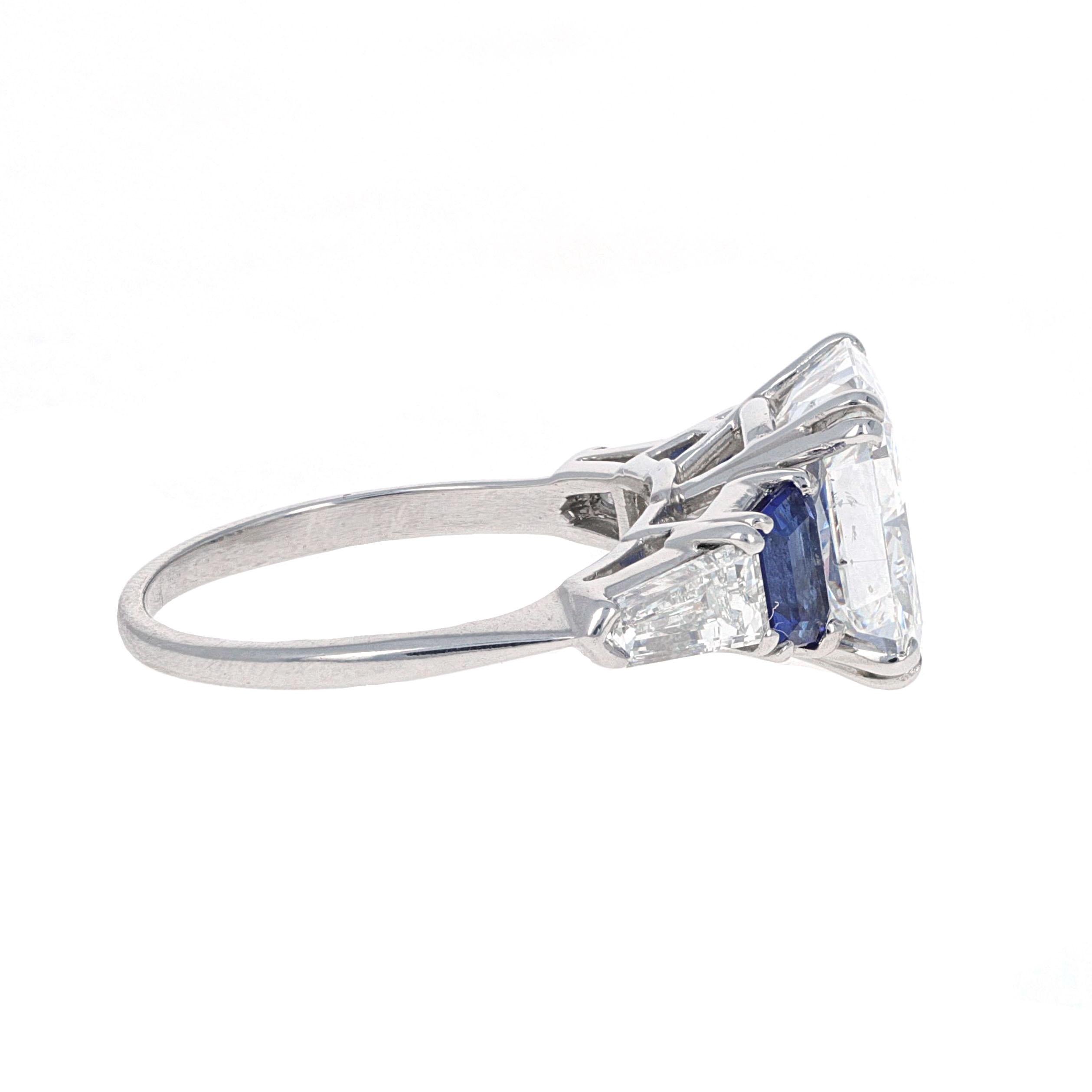 GIA Certified, 5.00 Carat Radiant Cut Diamond and Sapphire Engagement ...