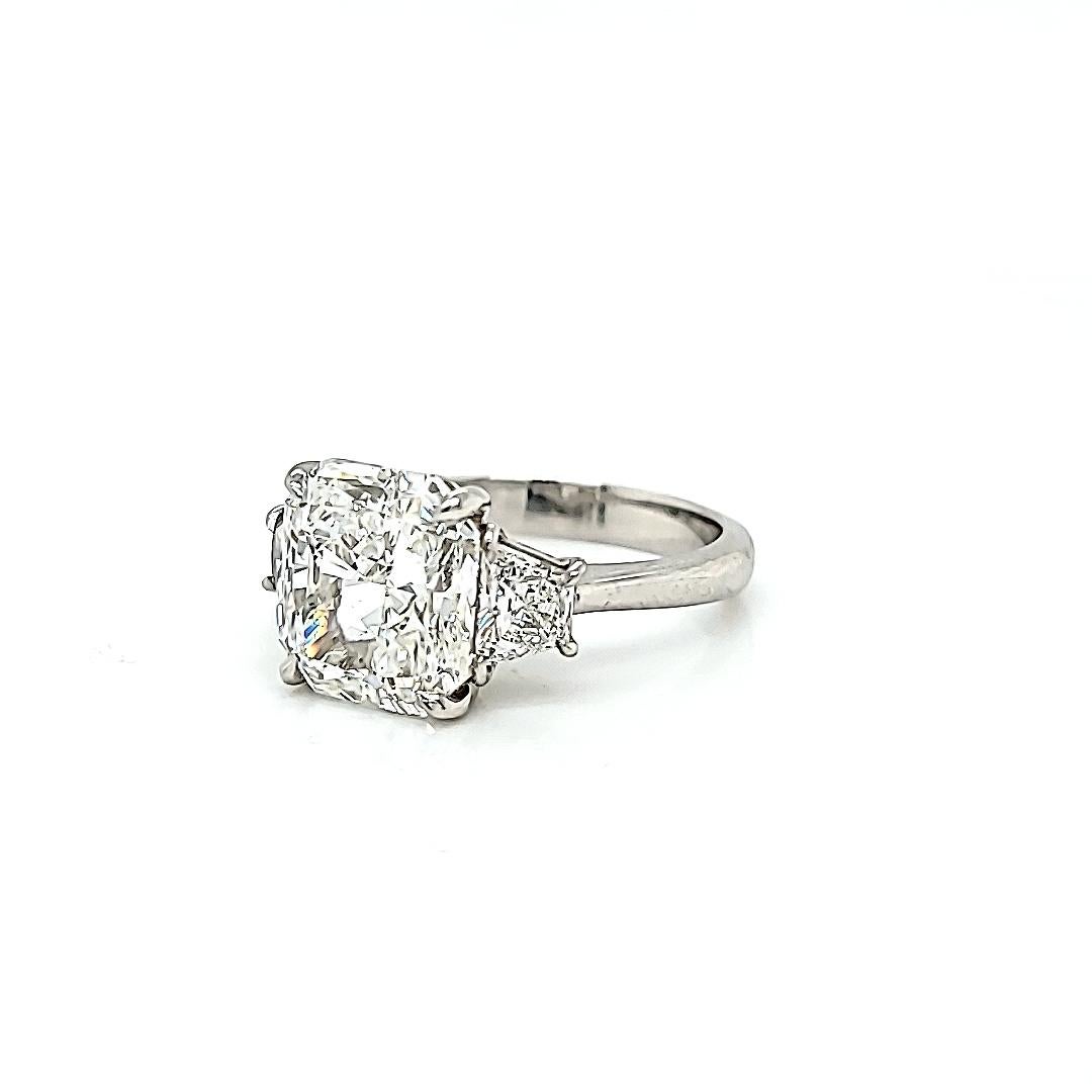 GIA Certified 5.00 Carat Radiant Cut Diamond Three-Stone Ring 1