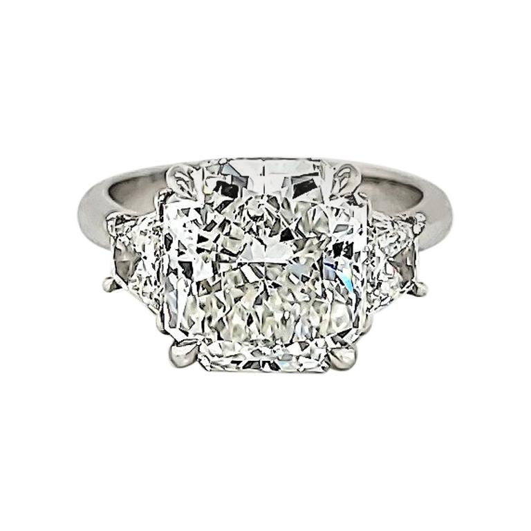 GIA Certified 5.00 Carat Radiant Cut Diamond Three-Stone Ring