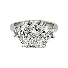 GIA Certified 5.00 Carat Radiant Cut Diamond Three-Stone Ring