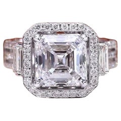 GIA Certified 5.00 Carats Asscher Shape Diamond 18K Gold Ring