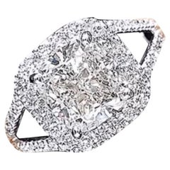 GIA Certified 5.00 Carats Cushion Shape Diamond 18K Gold Solitaire Ring