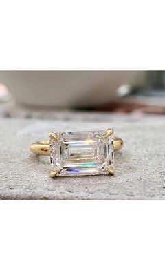 GIA Certified 5.00 Carats D/VVS2 Emerald Shape Diamond 18K Gold Ring