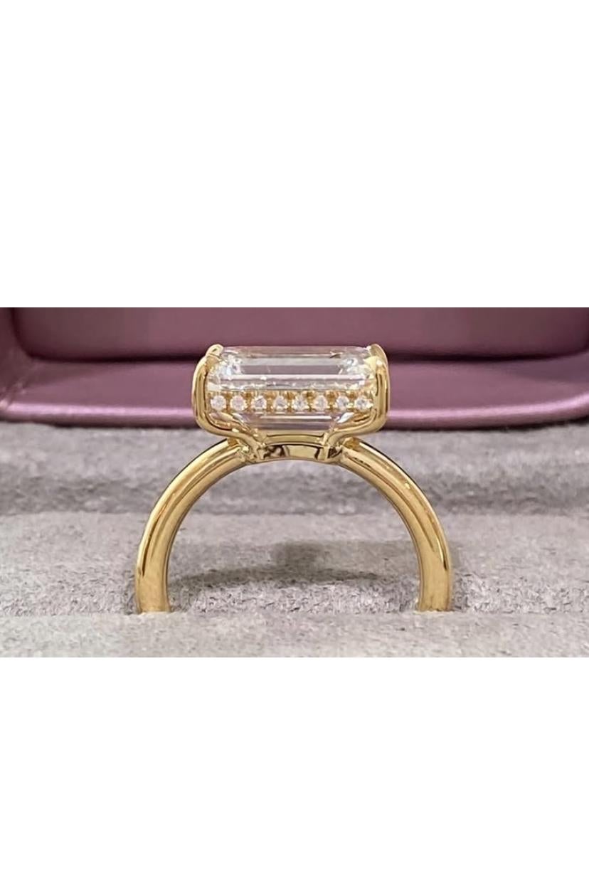 Bague en or 18 carats certifiée GIA 5,00 carats D/VVS2 Emerald Shape Diamond Pour femmes en vente