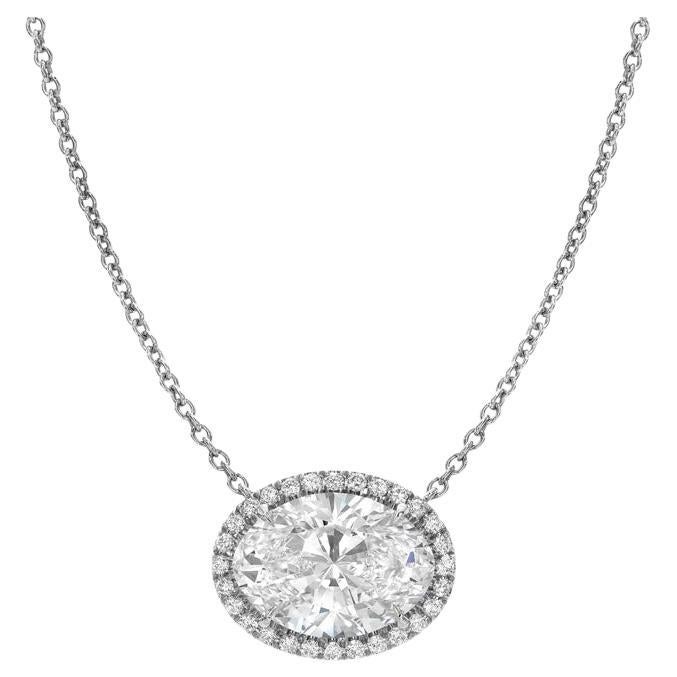GIA Certified 5.00 Carats E/VVS1 Oval Shape Diamond 18k Gold Pendant Necklace For Sale