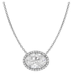 GIA Certified 5.00 Carats E/VVS1 Oval Shape Diamond 18k Gold Pendant Necklace