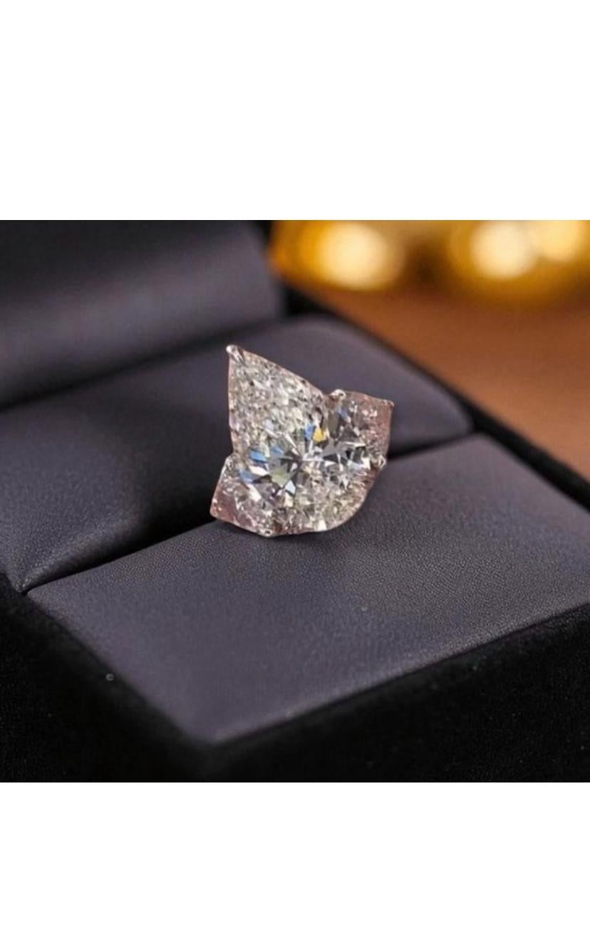 GIA zertifiziert 5,00 Karat E/VVS1 Birnenform Diamant 18K Gold Ring (Tropfenschliff) im Angebot